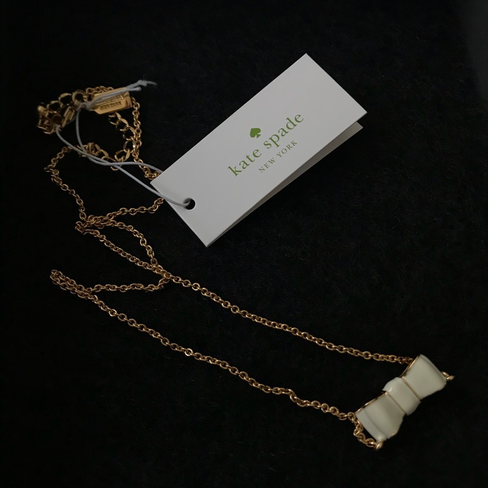 Kate Spade ♠️ Cream Bow Gold Necklace